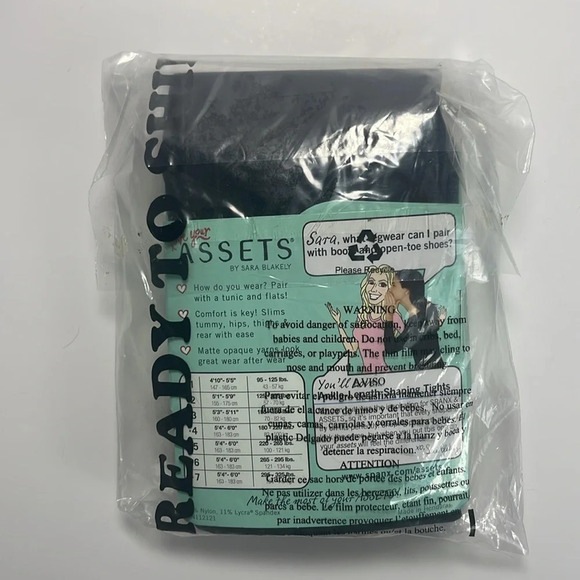 NWT Assets By Sara Blakely Black Ankle Length Shaping Tights Women's Size 1 - Picture 2 of 3